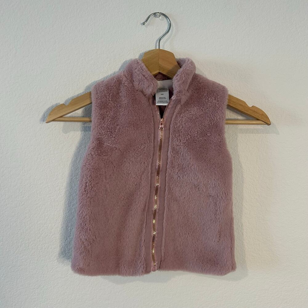 Little Lass Toddler Girl Pink Faux Fur Plush Vest Jacket 24M Solid Blush Pink